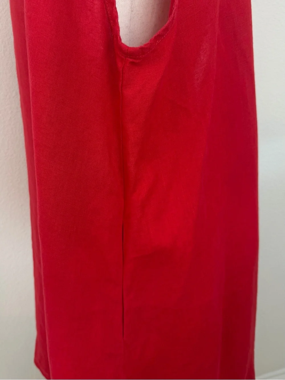 FLAX Red Linen One Button Duster Vest Size Large